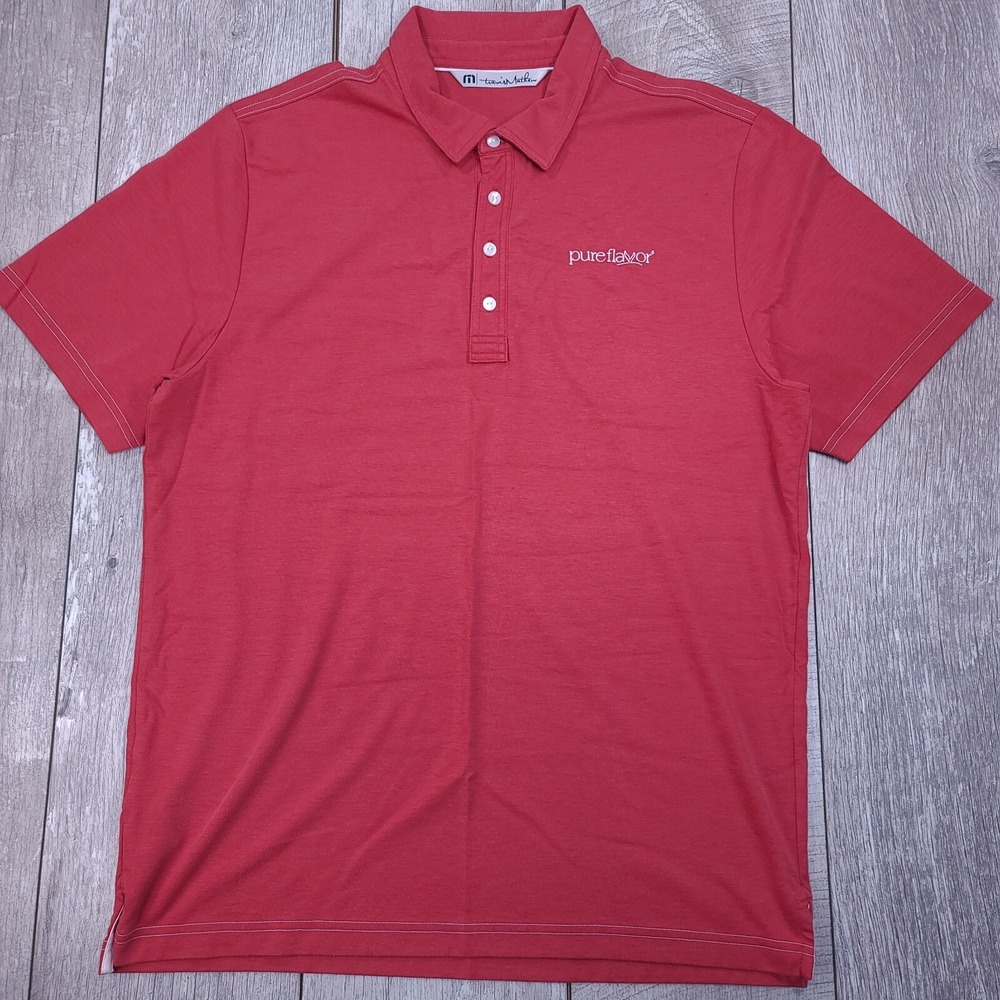 Travis Mathew Shirt Mens Size XL Red Golf Polo Performance Athletic Collared Top